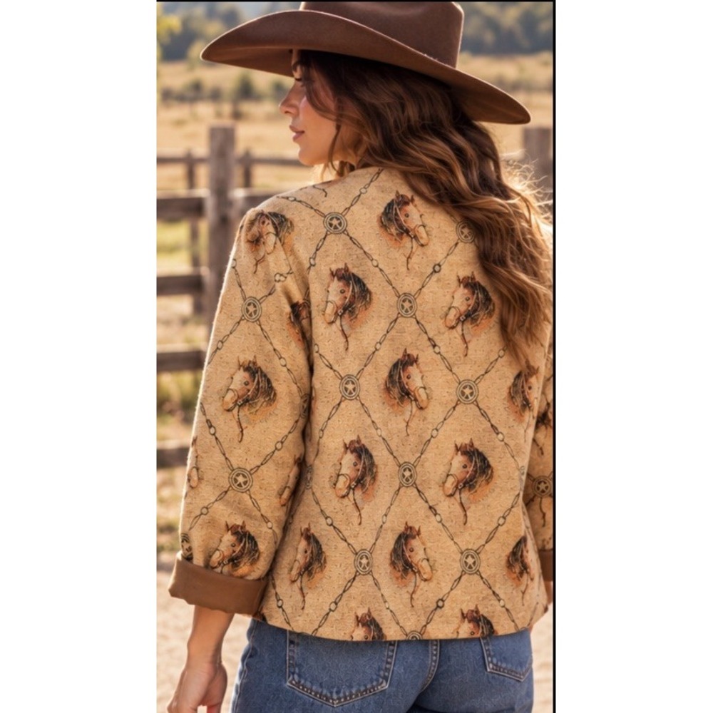 Don't Mess With Texas Jacket L Horse Equestrian Tapestry Western Cotton Vintage